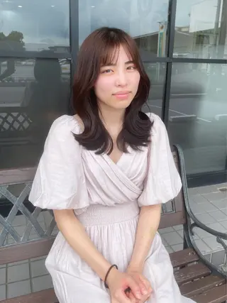 ミディアム カラー パーマ ヘアアレンジ 髪質改善/韓国風 レイヤー/田村祐樹のヘアスタイル
