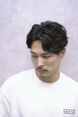 ミディアム カラー パーマ メンズ キッズ メンズカット/パーマ 山崎航平💈のヘアスタイル