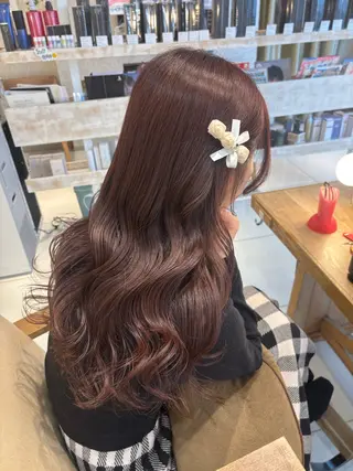 ロング カラー ブリーチなしカラー/ 暖色カラー/艶カラーのヘアスタイル