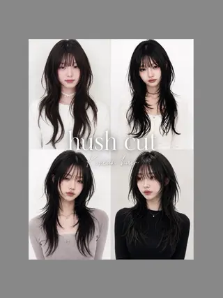 ロング rina韓国レイヤー ハッシュカットのヘアスタイル