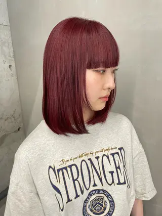 ミディアム カラー インナーカラー 推し ブリーチ 髪質改善のヘアスタイル