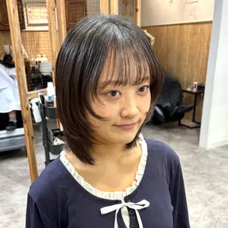 ミディアム 銀座：似合わせカラー オリーブ🫒アレンジのヘアスタイル