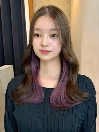 ロング カラー 切りっぱなしボブ/ ブリーチカラー/大塚のヘアスタイル