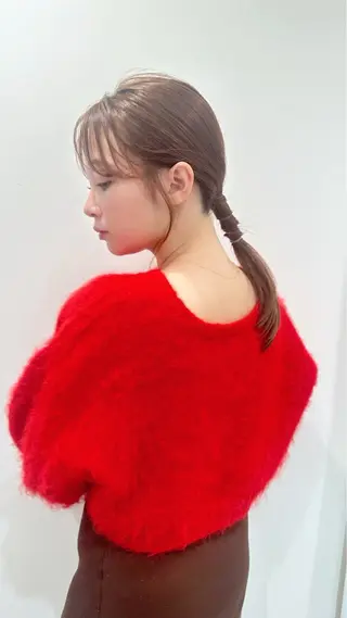 セミロング カラー ヘアアレンジ 小顔レイヤー/ ベージュ🤍Rieのヘアスタイル