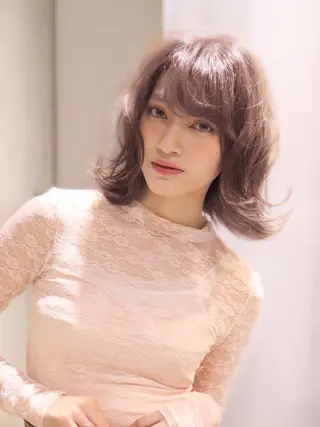 ミディアム カラー 髪質改善🌈縮毛矯正 荻原 達矢のヘアスタイル