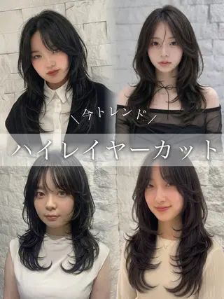 ロング カラー 藤沢/レイヤー/ コテ巻き風パーマのヘアスタイル