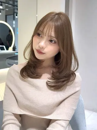 カラー セミロング 髪質改善/韓国ヘア /透明感カラー🧸のヘアスタイル