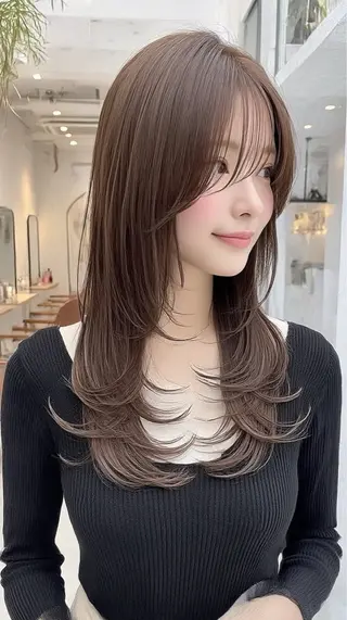 ロング カラー 🍒モテ暖色カラー × うる艶✧ ゆなのヘアスタイル