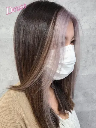 ロング 大阪レミーエクステ チビ編み込みのヘアスタイル