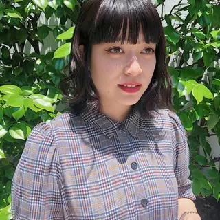 ミディアム カラー パーマ 長井 美佳のヘアスタイル