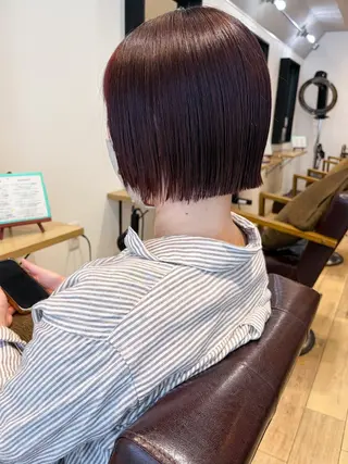 ショート カラー 地毛風ストレート ミニボブ🌷江梨🍎のヘアスタイル