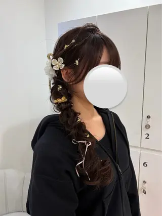 ロング ヘアアレンジ ヘアセット/レイヤー 赤み消し/はるかのヘアスタイル