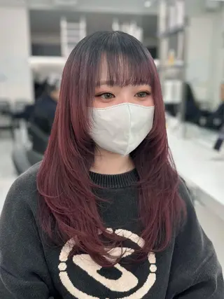 セミロング カラー ダメージレスブリーチ ×美髪矯正【滝太】のヘアスタイル