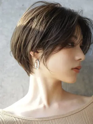 ショート カラー 小顔ショート🏅/ 透明感カラー/みらいのヘアスタイル