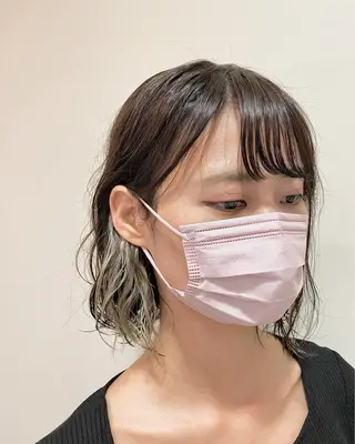 ショート カラー 縮毛矯正/ レイヤー/ミディアムのヘアスタイル