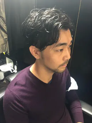 ミディアム パーマ メンズ 木村 りきのヘアスタイル