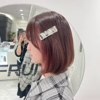 セミロング カラー ラベンダー💜 グレージュ🩶のヘアスタイル