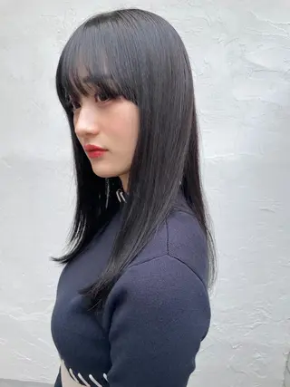 ミディアム カラー 顔周りカット 【オノザワリョウ】のヘアスタイル