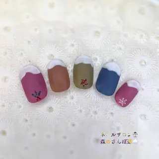 ネイル ショートネイル 森のさんぽ道のネイルデザイン