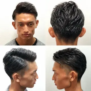 ショート メンズカットフェード パーマ/前山竜貴のヘアスタイル