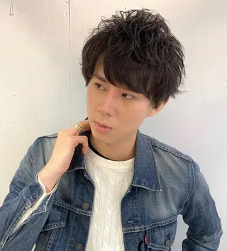 ショート カラー パーマ ヘアアレンジ メンズ 野木 良平のヘアスタイル