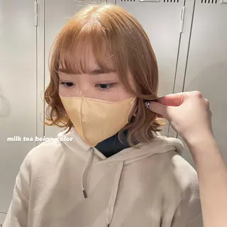 ショート カラー パーマ ヘアアレンジ メンズ キッズ ネイル マツエク・マツパ アイブロウ 透明感カラー・レイヤ ー🎀amika🎀のヘアスタイル