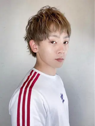 ショート カラー パーマ メンズ Luxbe hakataのヘアスタイル