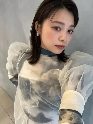 ミディアム おしゃれ暖色カラー ゆあんのヘアスタイル