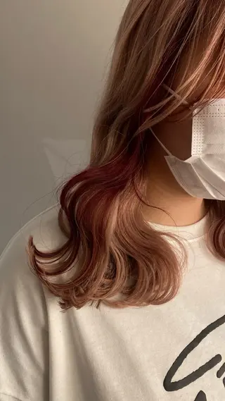 ロング カラー ヘアアレンジ レイヤーカット パーマ/髪質改善のヘアスタイル