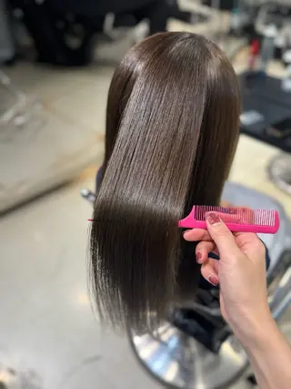 ロング カラー パーマ ヘアアレンジ 透明感/オリーブ/ グレージュ/YUKAのヘアスタイル