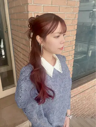 ロング ヘアアレンジ ピンク系カラー💗 ヘアセット特化のヘアスタイル
