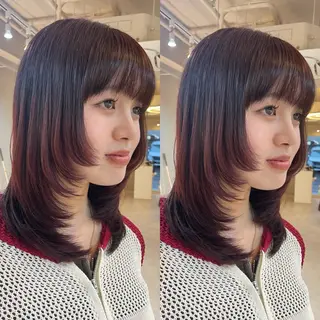 ミディアム カラー ブリーチ無しダブル カラー🦕まどかのヘアスタイル