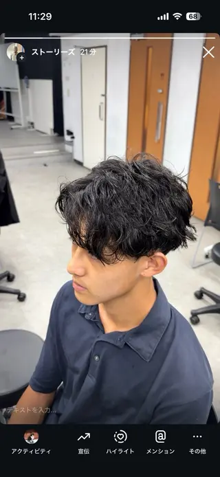 ショート カラー パーマ ヘアアレンジ メンズ キッズ 波巻き/シャドウ/ 特化 福田朝輝のヘアスタイル