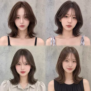 ミディアム カラー 💎小顔前髪＆髪質 改善カラー💎片桐のヘアスタイル