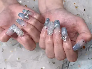 セミロング パンダ ちゃんのネイルデザイン