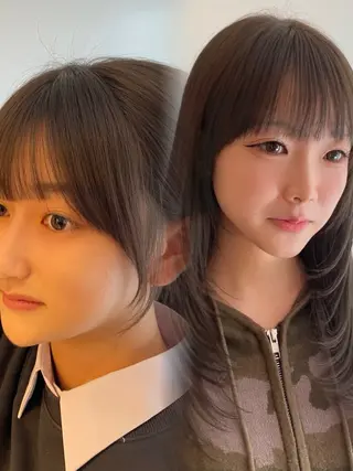 セミロング カラー ヘアアレンジ 小顔レイヤー‪✂︎‬ 再現性〇カラーのヘアスタイル