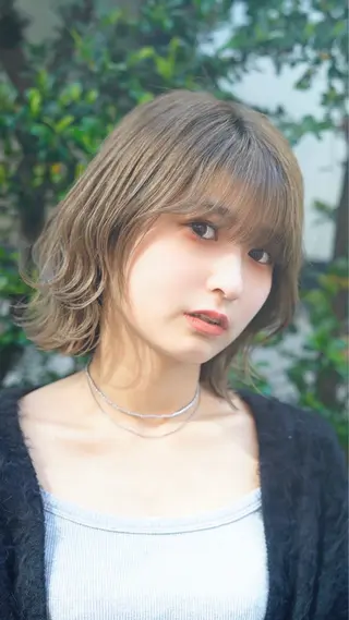 セミロング 🔥コテ巻き風 ボブパーマ🔥のヘアスタイル