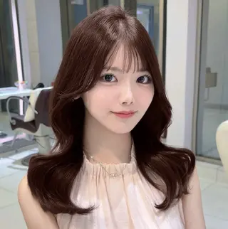 セミロング 韓国風レイヤー/ 銀座🤍Fukaのヘアスタイル