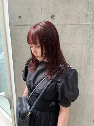 セミロング カラー 縮毛矯正ボブ&顔まわ レイヤー♡TOMOEのヘアスタイル
