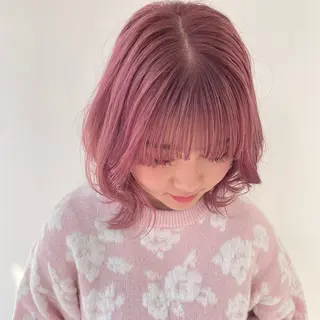ミディアム カラー 🎀ピンクベージュ/ 梅田/茶屋町🎀のヘアスタイル