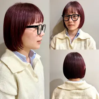 ショート カラー 艶ブリーチカラー✨ ボブレイヤーSakiのヘアスタイル