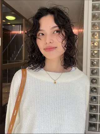 ミディアム パーマ ボブパーマ/パーマ ウルフパーマのヘアスタイル