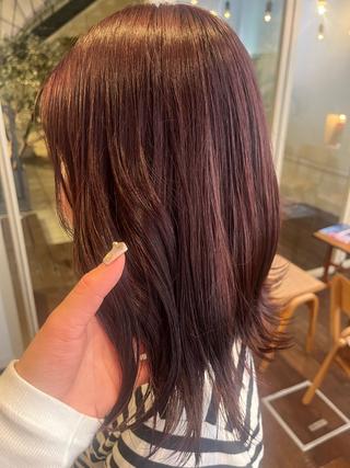 ミディアム カラー くいた あやなのヘアスタイル