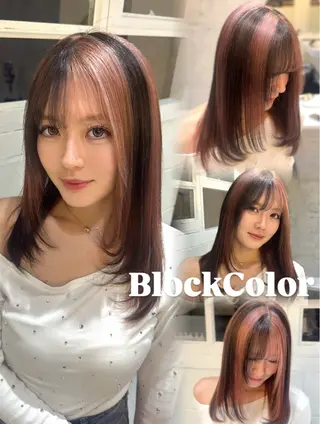 セミロング カラー 赤木 雅のヘアスタイル