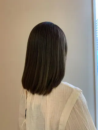 セミロング カラー 顔まわりカット✄ ベージュカラー🧸のヘアスタイル