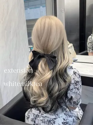 ロング カラー エクステ🩵ブリーチ 韓国ヘア🩵KAEのヘアスタイル