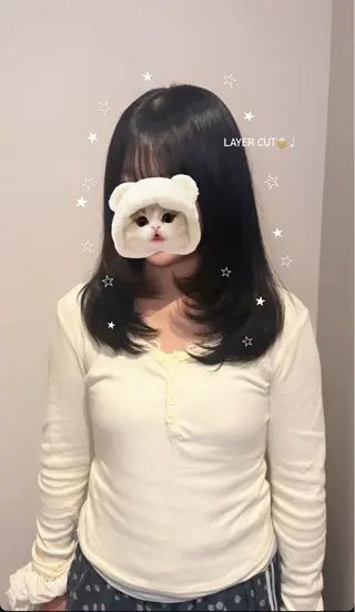ミディアム KANO🐈‍⬛🎀 韓国風/レイヤーのヘアスタイル