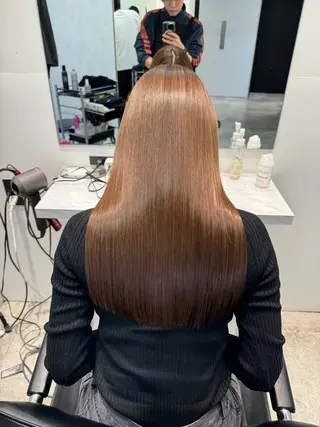 ロング パーマ 美髪矯正 韓国レイヤーのヘアスタイル