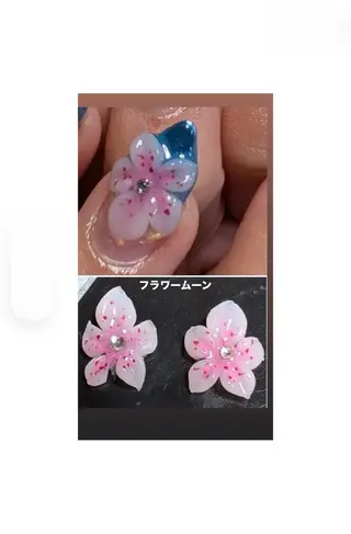 ネイル フラワー ムーンのネイルデザイン