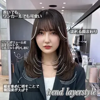 ミディアム カラー 髪質改善/縮毛矯正/ 韓国レイヤー/矢野のヘアスタイル